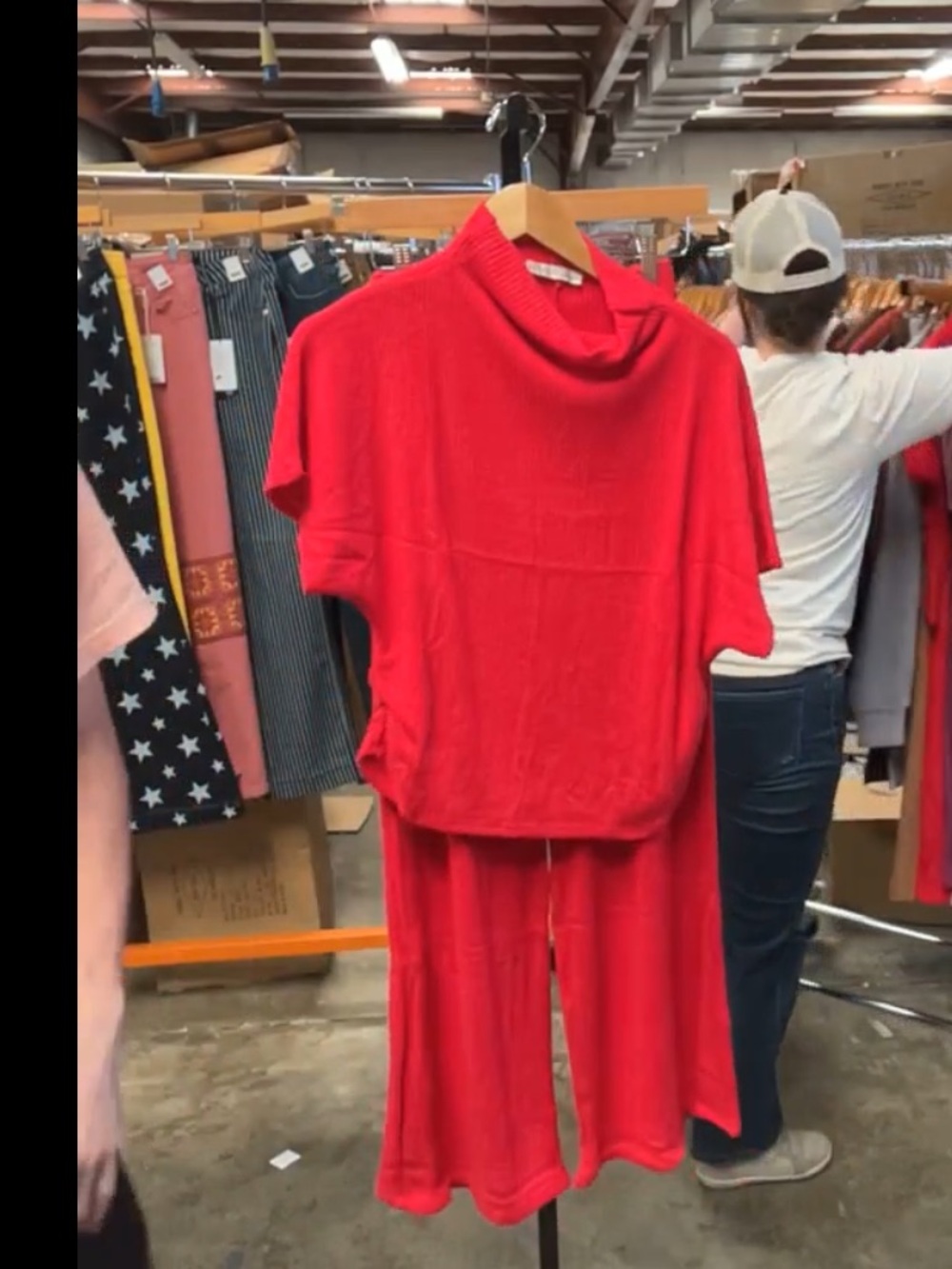 Zenana Sweater Mock Neck Top & Long Pants Set Red Size M - Picture 2 of 3